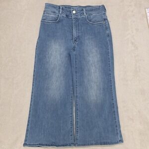 NYDJ Jeans Womens 8 Blue Wide Leg High Rise Ankle Crop Stretch Cool Embrace